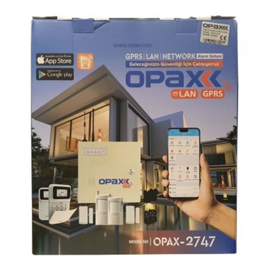 OPAX-2747-4G GPRS/LAN KEYPADLİ KABLOLU&KABLOSUZ ALARM PANELİ (1 YIL AHM ÜCRETSİZ)