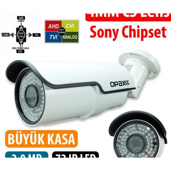 2 MP 1080P IMX307 SONY 4 MM Lens 72 IR LED OSD Menü 4 in 1 AHD Bullet Kamera